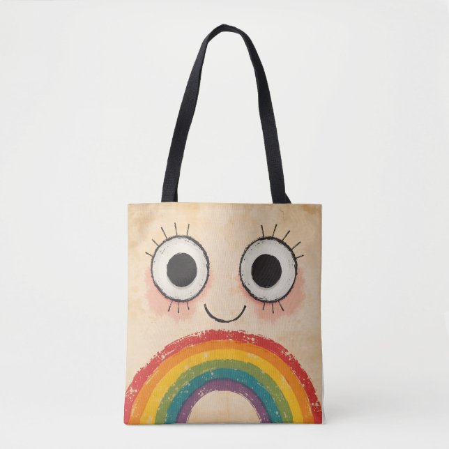 HAPPY FACE RAINBOW TOTE BAG (Front)