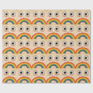 HAPPY FACE RAINBOW WRAPPING PAPER