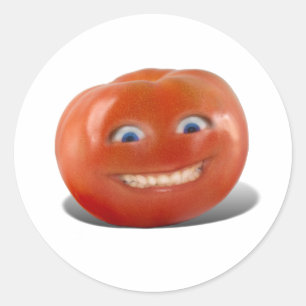 Happy Face Smiling Tomato Classic Round Sticker