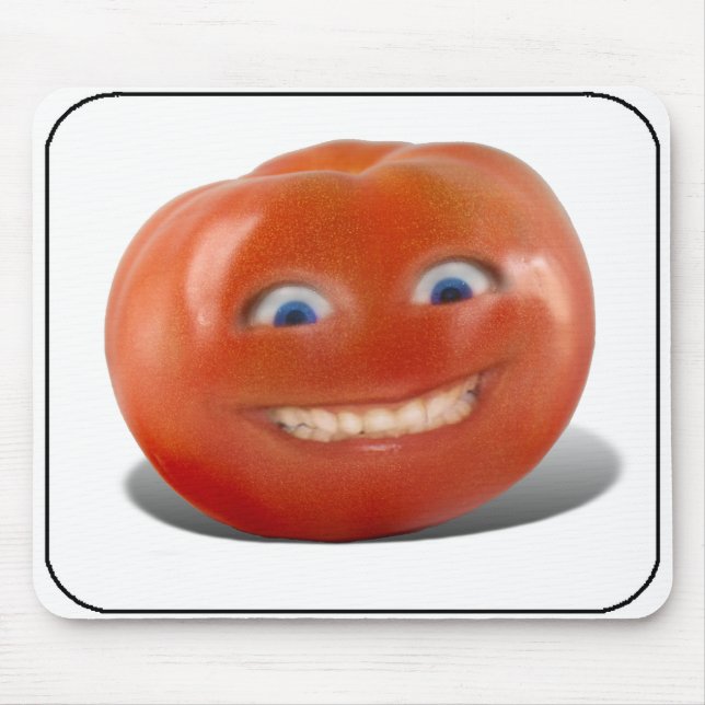 Happy Face Smiling Tomato Mouse Pad (Front)