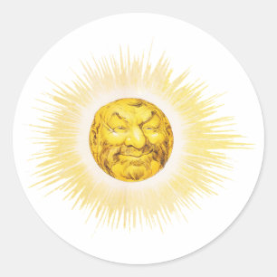 Happy face Sun Classic Round Sticker
