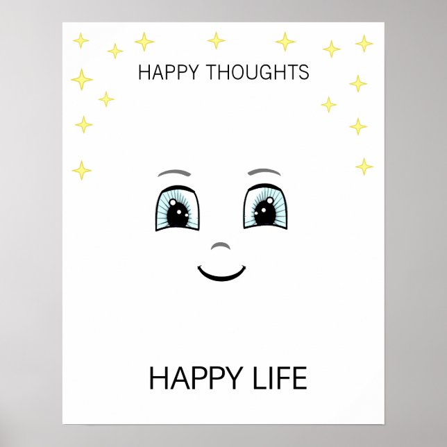 Happy face with stars motivational poster (Front)