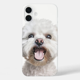 HAPPY FACED WHITE BICHON FRISE PUPPY DOG iPhone 16 PLUS CASE