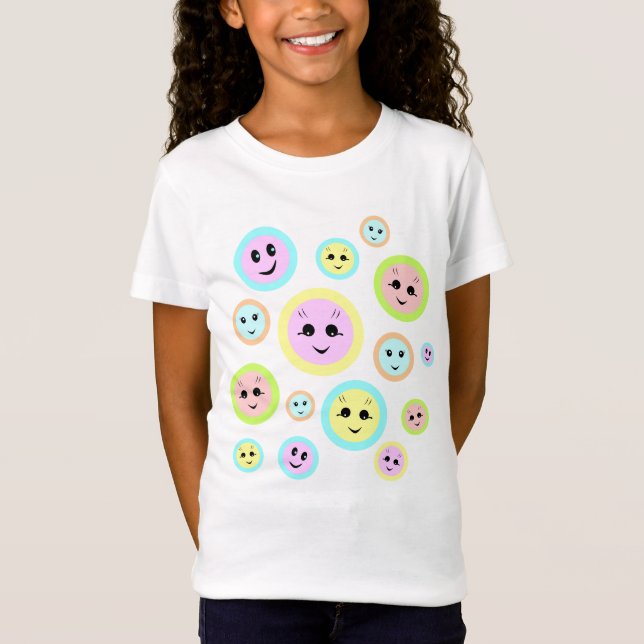 Happy faces in pastel - fun and cute  T-Shirt (Front)