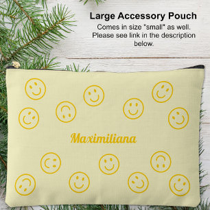Happy Faces -Yellow- LARGE Accessory Pouch
