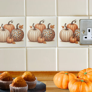 Happy Fall Autumn colourful Pumpkins Tile