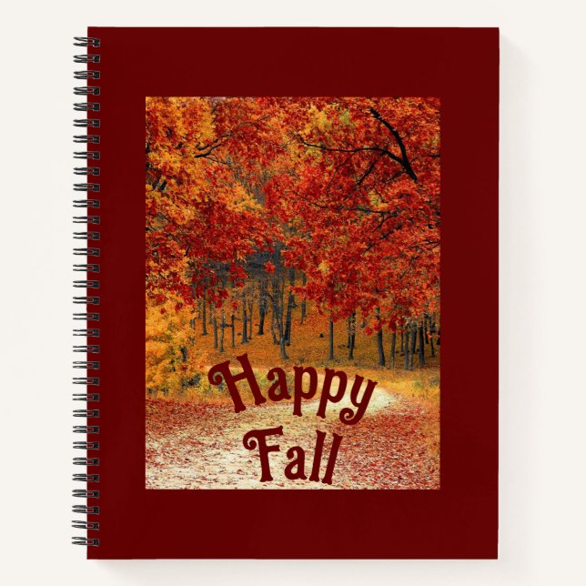 Happy Fall Autumn road  Notebook (Front)