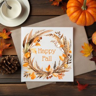 Happy Fall Autumn Wreath Napkin