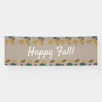 Happy Fall Brown Greenery Leaf Border Banner