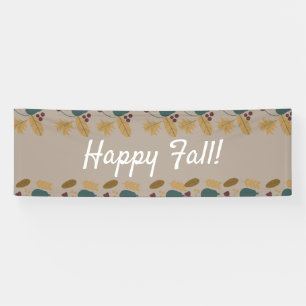 Happy Fall Brown Greenery Leaf Border Banner