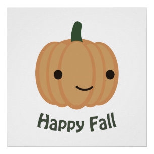 Happy Fall - Cute Pumpkin Poster