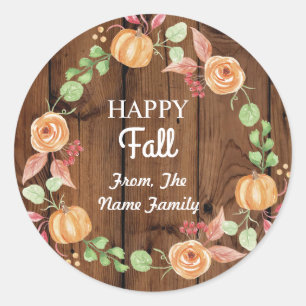 Happy Fall Harvest Festival Pumpkin Wreath Sticker