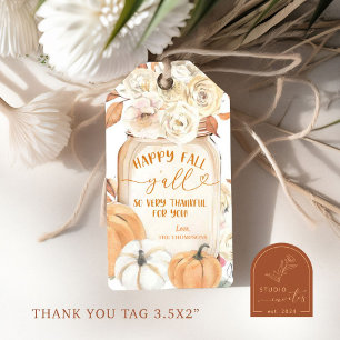 Happy Fall Jar Treat Pumpkin Thank You Gift Tag