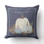 Happy Fall Navy Blue White Pumpkins Rustic Wood