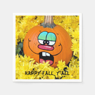 Happy Fall Pumpkin Face Napkin