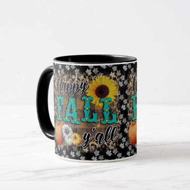 Happy Fall Pumpkin Flower Elegant Mug (Front Left)