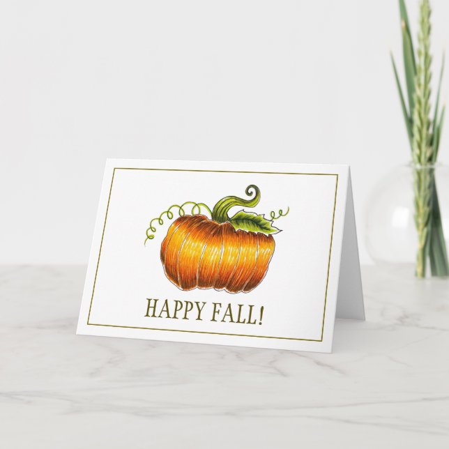 "Happy Fall" Pumpkin greeting card (Front)