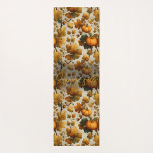 Happy Fall Pumpkin Leaves Design Yoga Mat