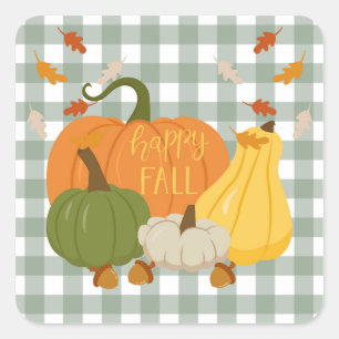 Happy Fall Pumpkins Square Sticker