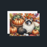 Happy Fall Ragdoll Cat Autumn Postcard<br><div class="desc">Looking for the best way to keep in touch with friends and family during the fall? Or how to share the changing colours of the season? Look no further than this cute Ragdoll kitty postcard. It is a charming way to brighten someone's day and a nice reminder to stay in...</div>