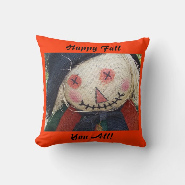 Happy Fall Scarecrow Cushion (Front)