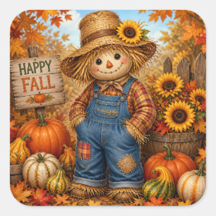 Happy Fall Scarecrow Greeting Sticker