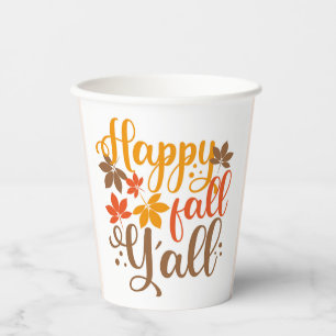 Happy Fall to Y'all Paper Cups