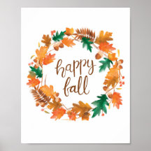 Happy Fall Wall Art Poster