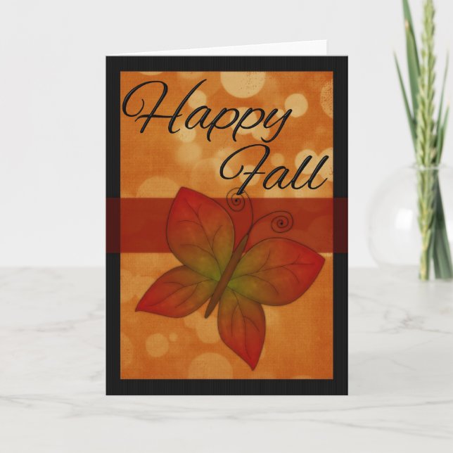 Happy Fall with Fall Colour Butterfly Greeting Car Holiday Card (Front)