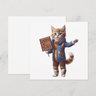Happy Fall Y’all Autumn Kitten Invitation