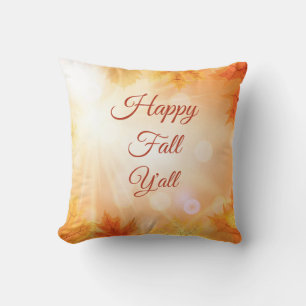 Happy Fall Y’all - Watercolor Leaves Seasonal Cushion