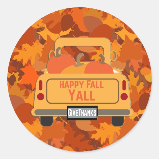Happy Fall Yall - 1 Classic Round Sticker (Front)