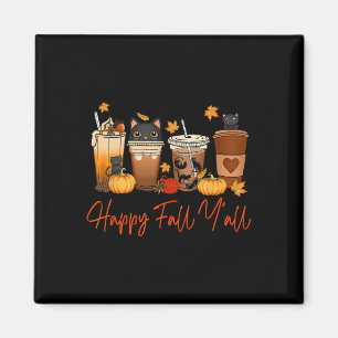 Happy Fall Y'all Autumn Black Cat Fall Pumpkin Spi Magnet