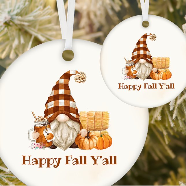 Happy Fall Y'all Autumn Gnomes Thanksgiving  Ornament (Creator Uploaded)
