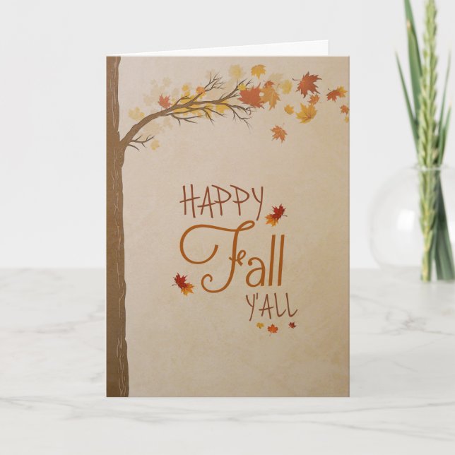 Happy Fall Y'all Autumn Greeting Card (Front)