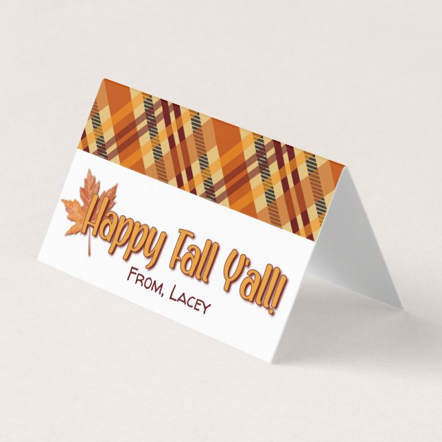 Happy Fall Y'all Autumn Treat Bag Topper Business Card (Front)