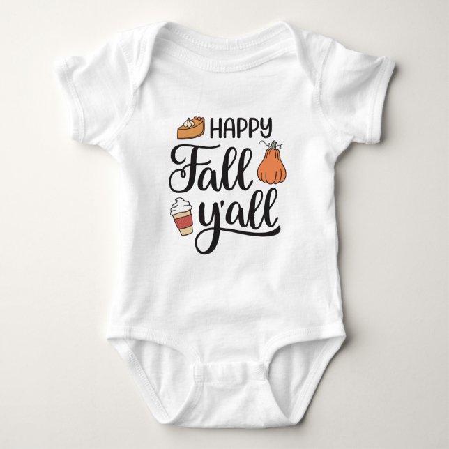 Happy Fall Y'all Baby Bodysuit (Front)