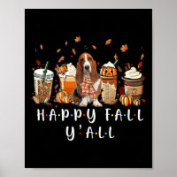 Happy Fall Y'all Basset Hound Dog Coffee Pumpkin F