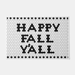 Happy Fall Y'all Black and White Tile Doormat
