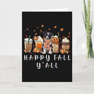 Happy Fall Y'all Border Collie Dog Coffee Pumpkin Card