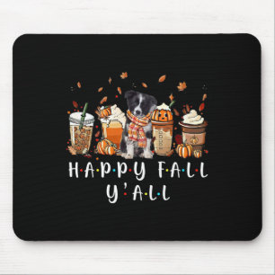 Happy Fall Y'all Border Collie Dog Coffee Pumpkin Mouse Pad