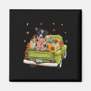 Happy Fall Y'all Border Collie Dog On Truck Pumpki Magnet