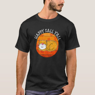 Happy Fall Y'all Cat Autumn Thanksgiving Sleeping T-Shirt