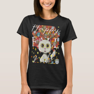 Happy Fall Y'All Cat Owls & Coffee Thanksgivin T-Shirt