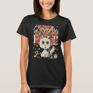 Happy Fall Y'All Cat Owls & Coffee Thanksgiving T-Shirt