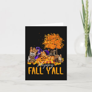 Happy Fall Y'all Cats Lover Autumn Pumpkin Maple H Card