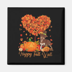 Happy Fall Y'all Chihuahua Dog Pumpkin Thanksgivin Magnet