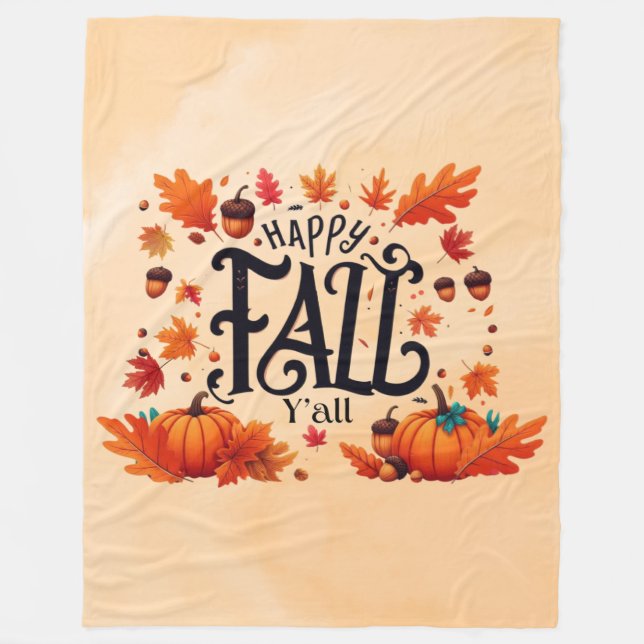 Happy Fall Y'all classic  Fleece Blanket (Front)