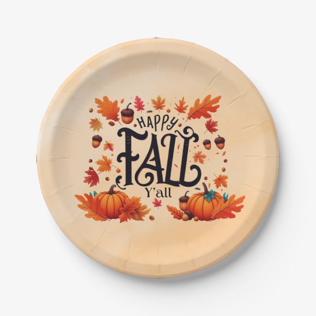 Happy Fall Y'all classic  Paper Plate (Front)