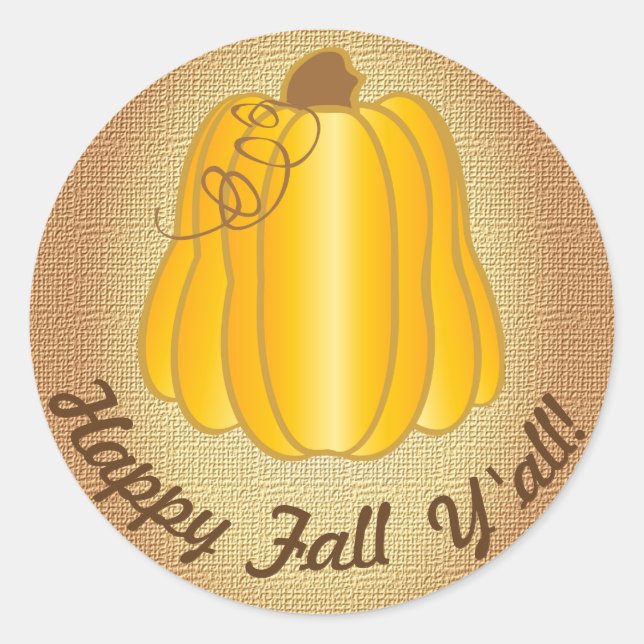 Happy Fall Y'All Classic Round Sticker (Front)
